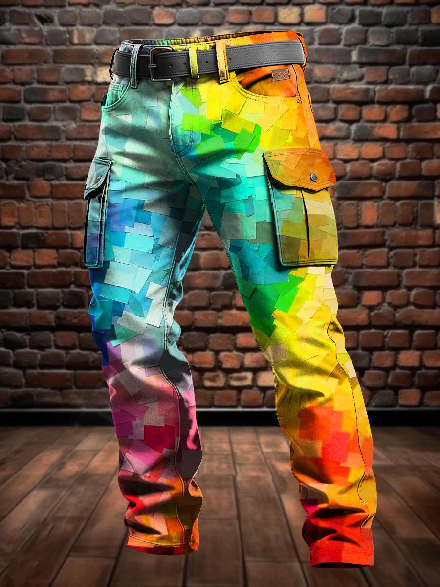 Pánské retro dovolená obchodní umění tisk neformální pracovní kalhoty