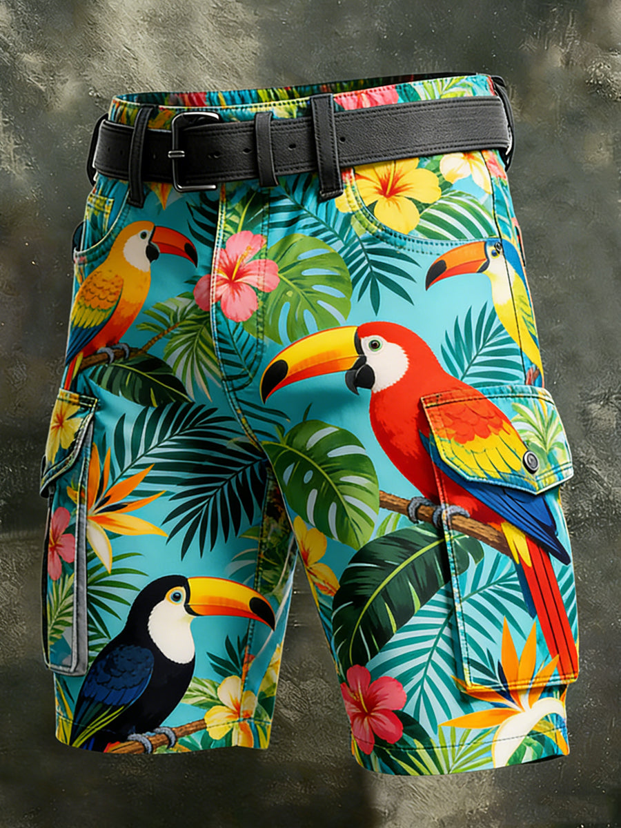 Pánské retro dovolená business animal art print casual shorts