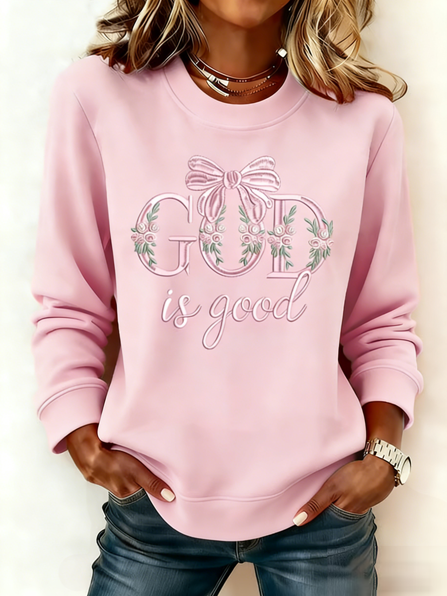 Ženský bůh je dobrý po celou dobu tisk offshoulder sweatshirt
