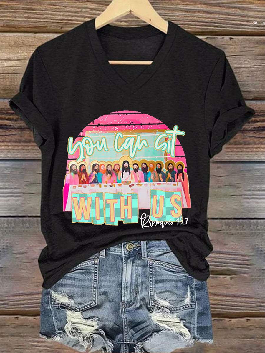 Dámské křesťanské velikonoce můžete sedět s námi print tshirt