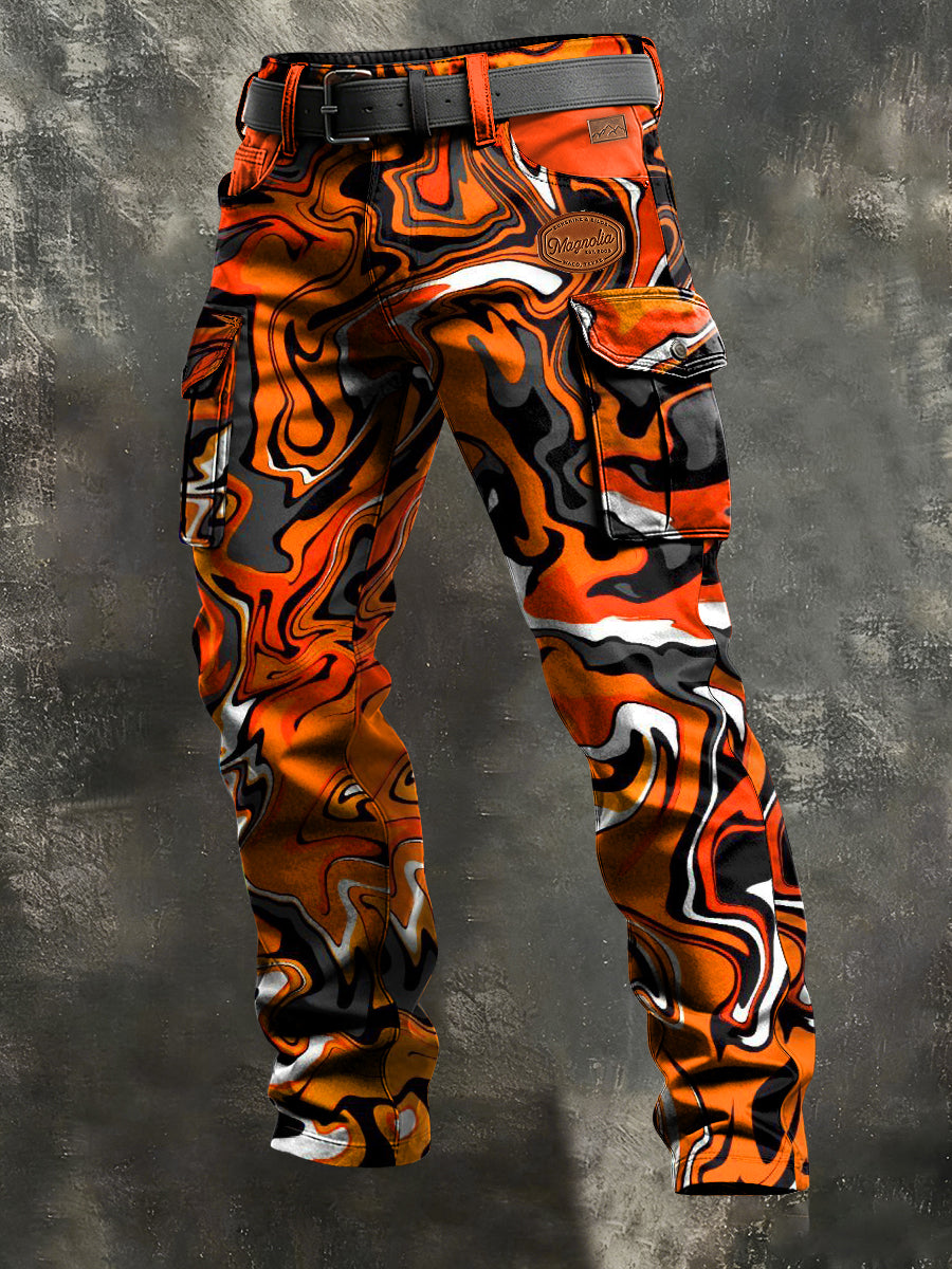 Pánské vintage obchodní kamufláž tisk retro umění denní pracovní kalhoty