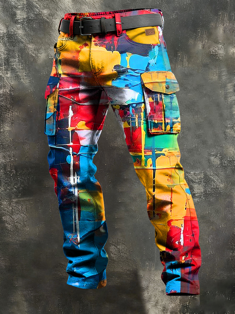 Pánské retro dovolená obchodní umění tisk neformální pracovní kalhoty