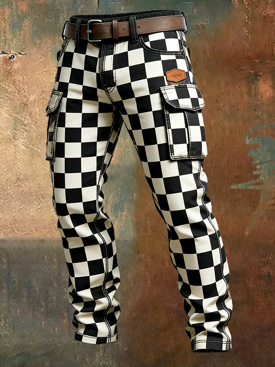 Pánské retro obchodní styl příležitostné pracovní kalhoty