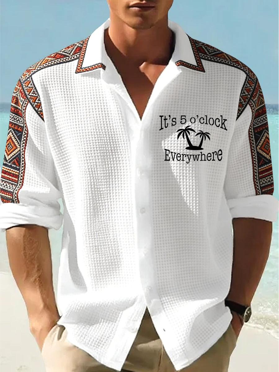 Men hawaiianstyle casual shirt with ethnic print