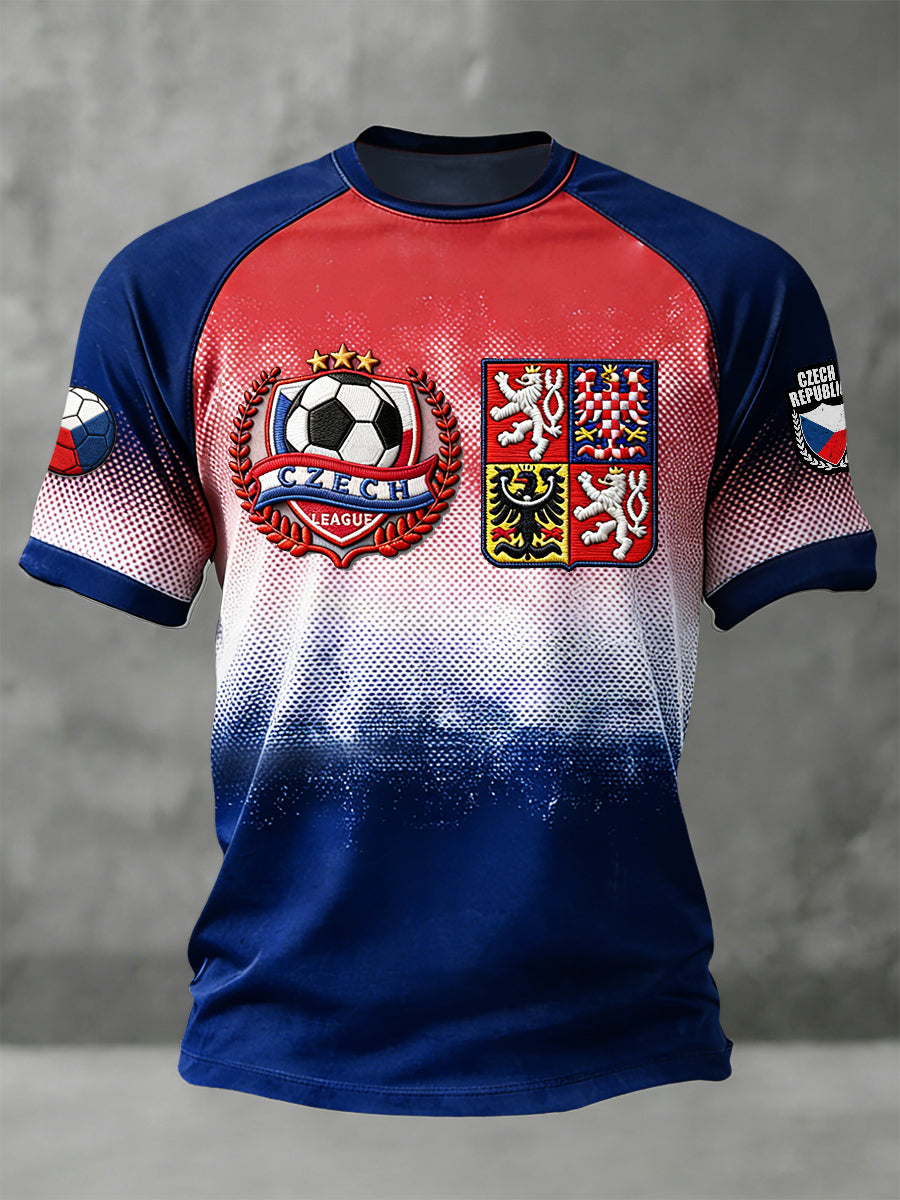 Pánské české vlajky fotbal vytisknout kapkarameno jersey tshirt