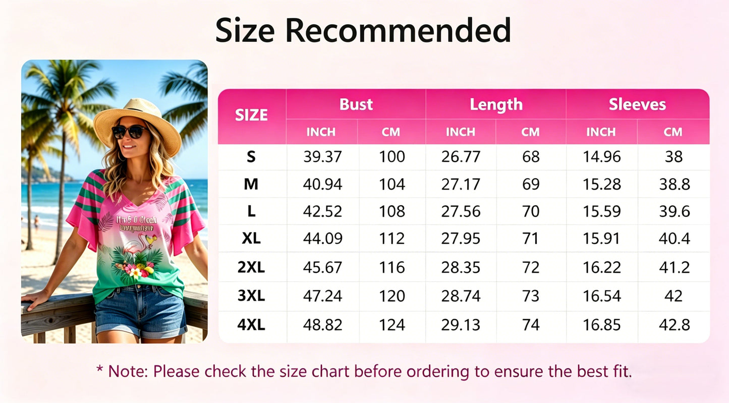 "Its 5 oclock everywhere" hawaiian gradient vneck tshirt