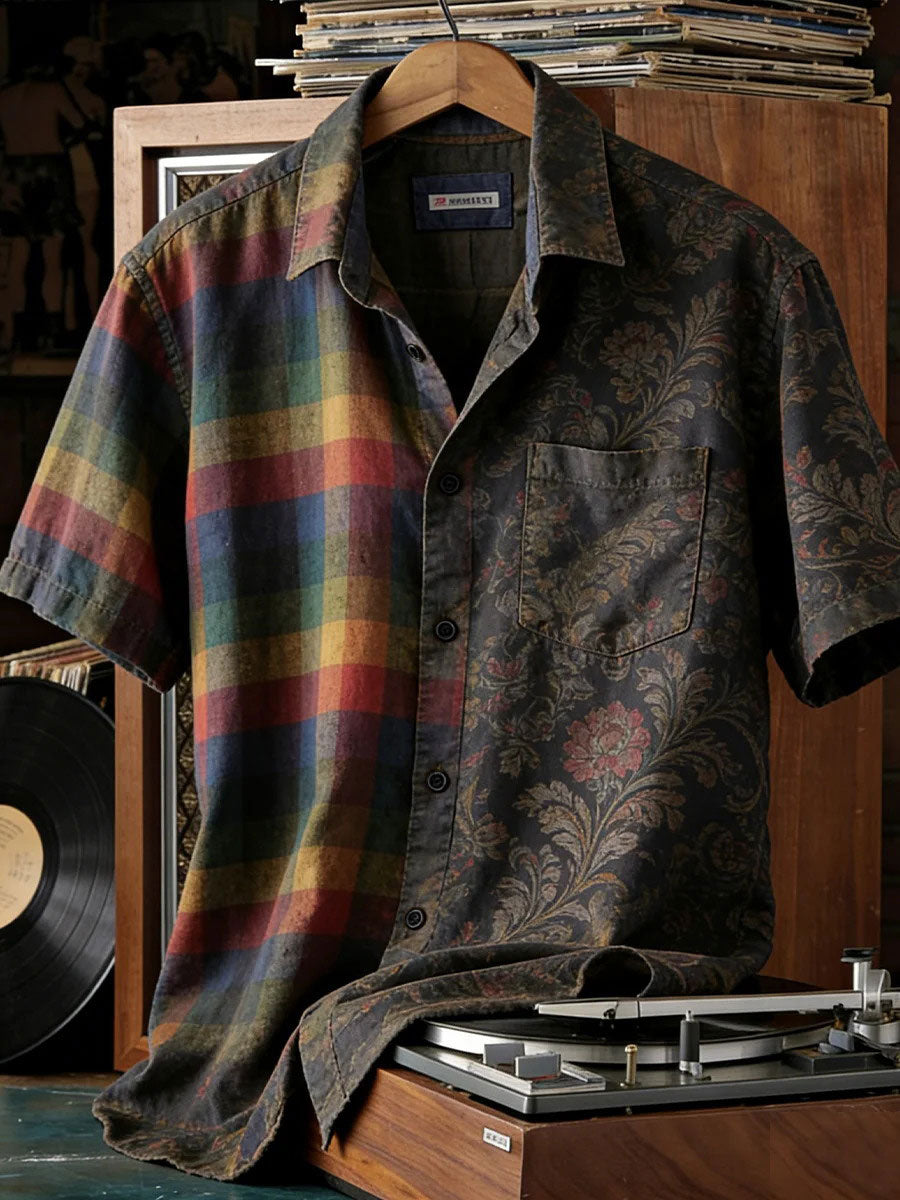 Men rainbow art print casual shirt
