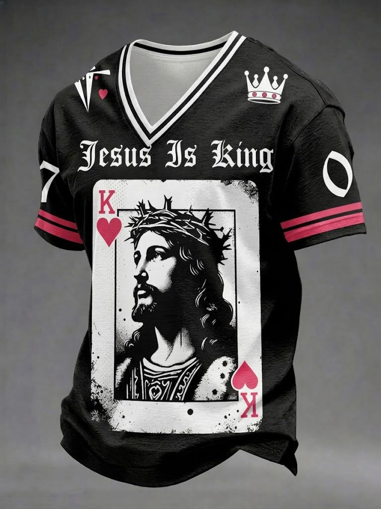 Pánské ježíši je král křesťanský vytištěný tshirt v krku