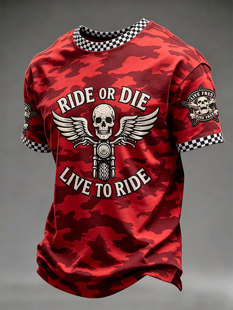 Ride to free printed vintage fashion loose short sleeve tshirt