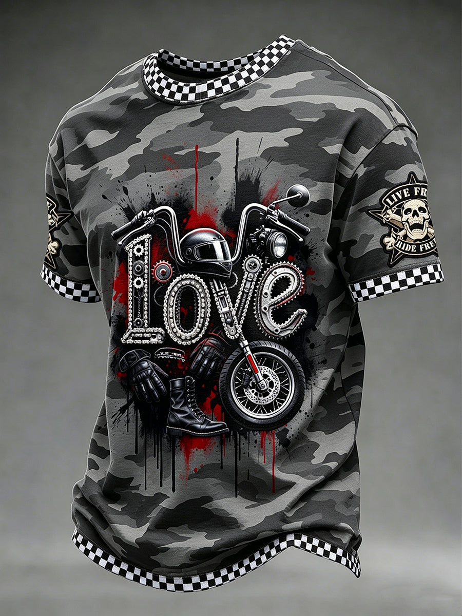 Pánské řízení zdarma tištěné vintage módní volné krátké rukávy tshirt