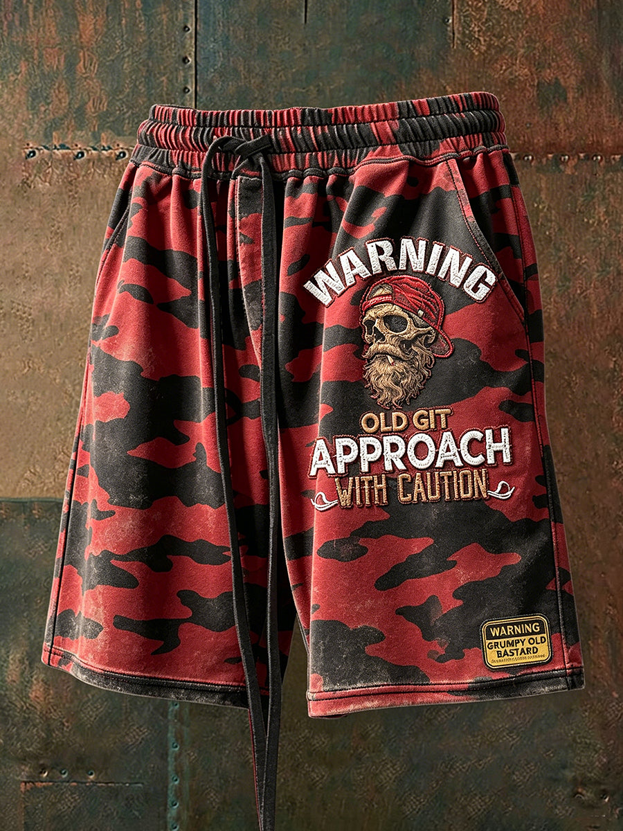 Men old fuckers club print casual shorts