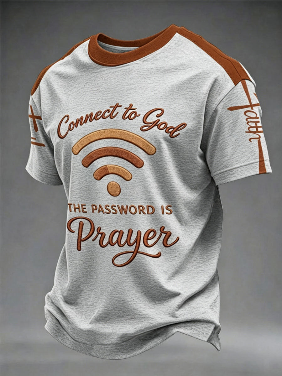 Mens "připojit se k bohu heslo je modlitba" print casual tshirt