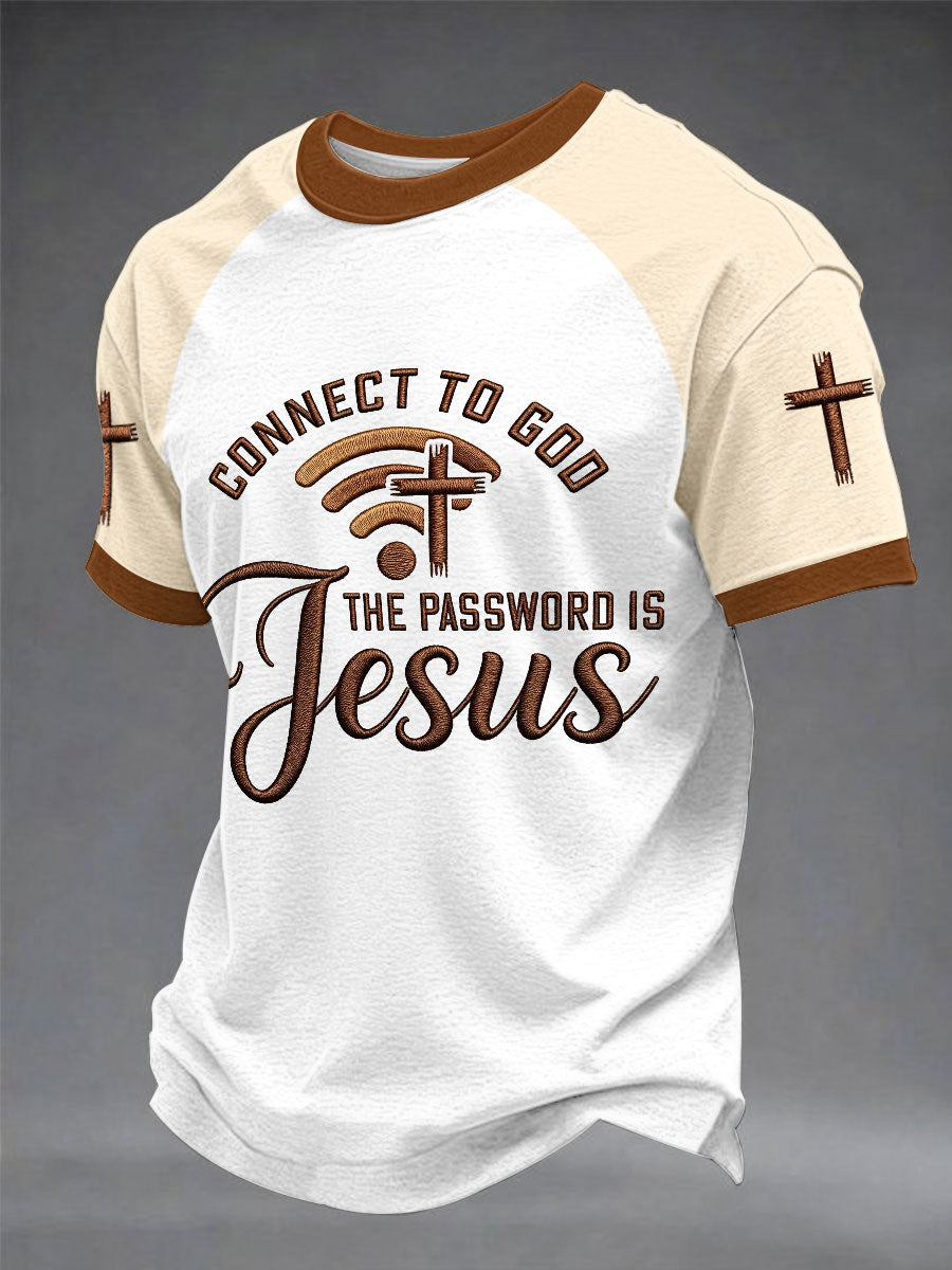 Mens "připojit se k bohu heslo je ježíš" print casual tshirt