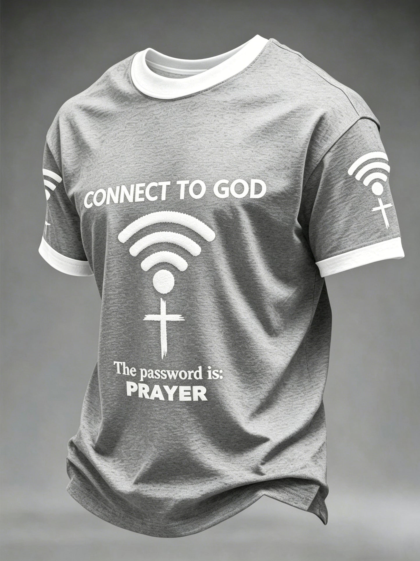 Mens "připojit se k bohu heslo je modlitba" print casual tshirt
