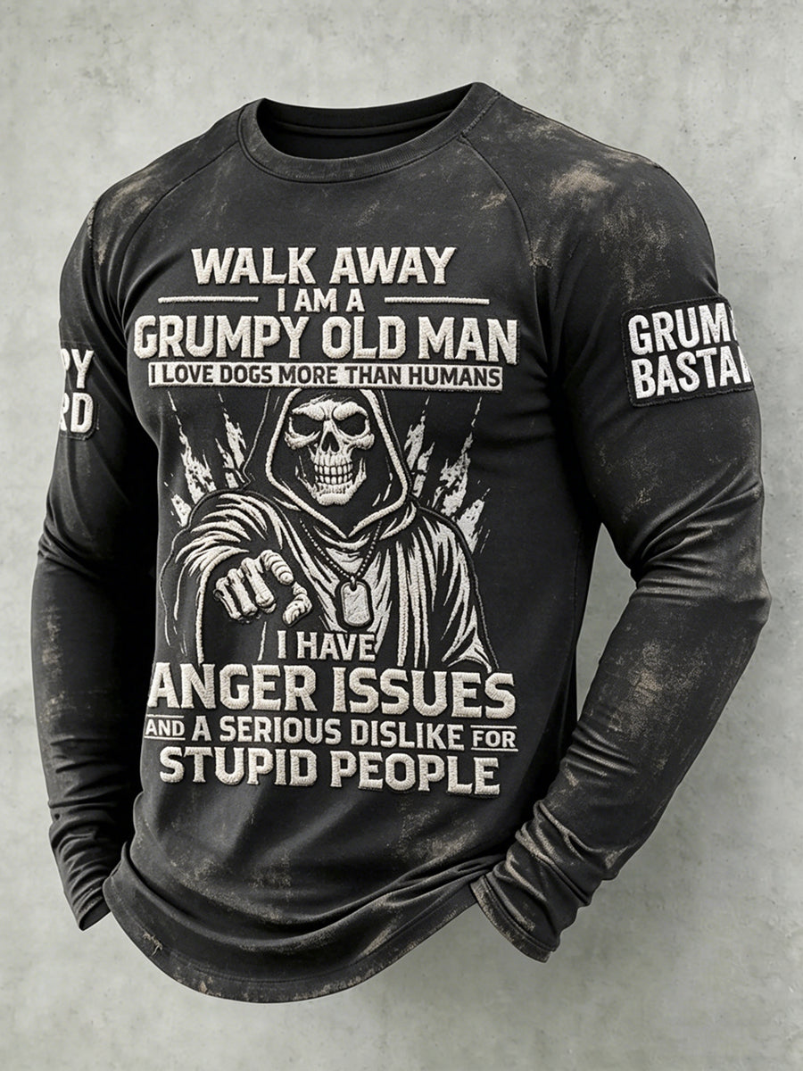 Men grumy man printed raglan sleeve tshirt