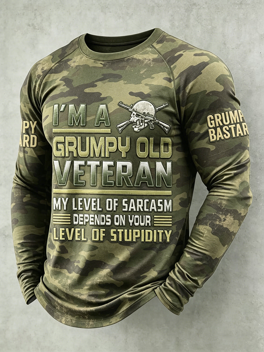 Pánské drsný starý muž tištěný raglan rukáv tshirt