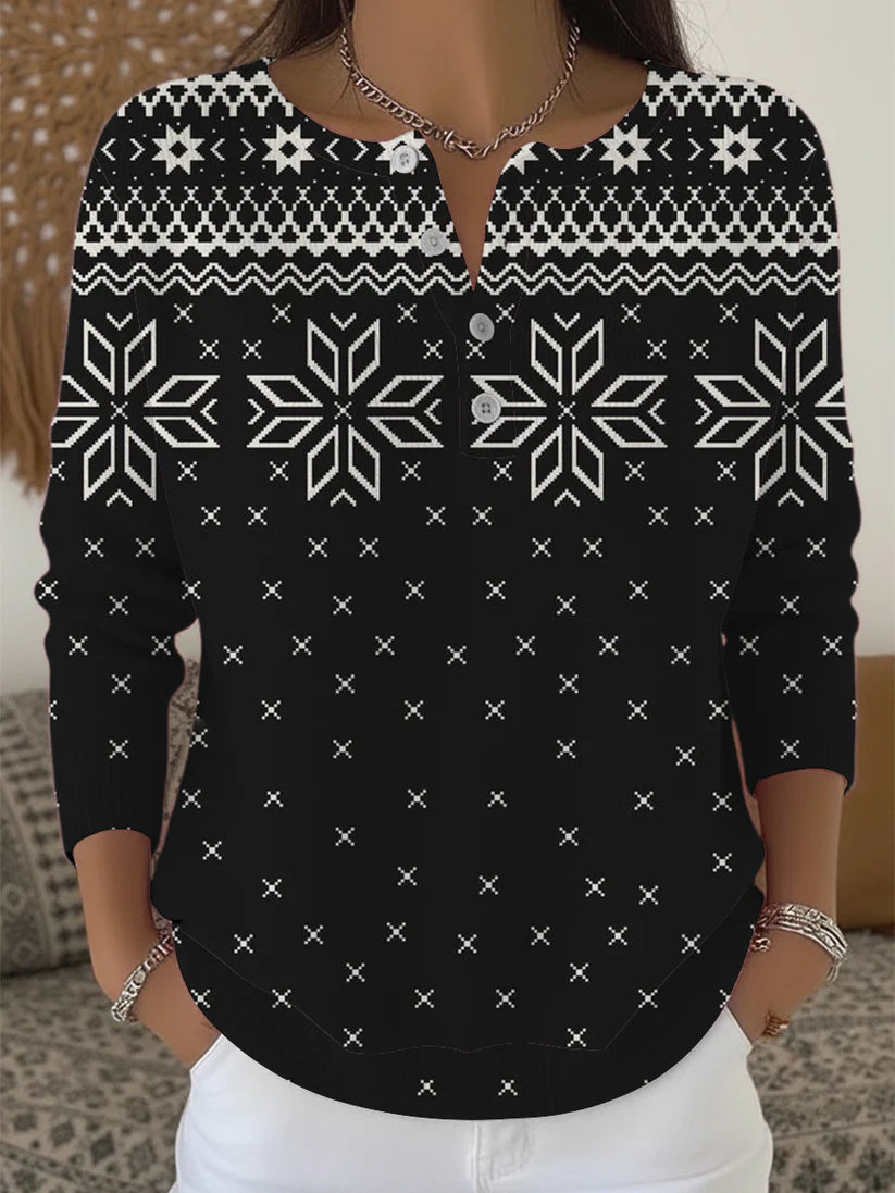 Dámské teal a bílý henley svetr