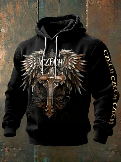 Men creative czech flag print sweatshirt