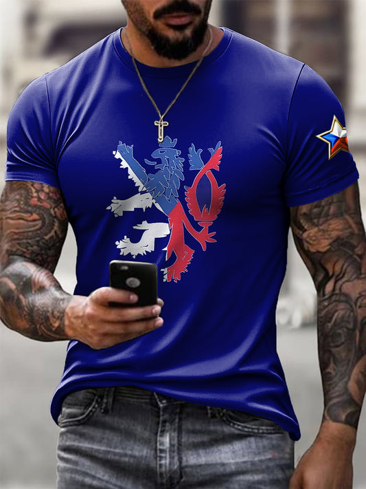 Pánské vintage vlajka lion casual tshirt