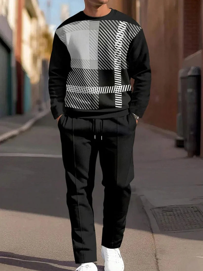 Pánské vintage minimalistická móda příležitostné kalhoty dvoudílná sada