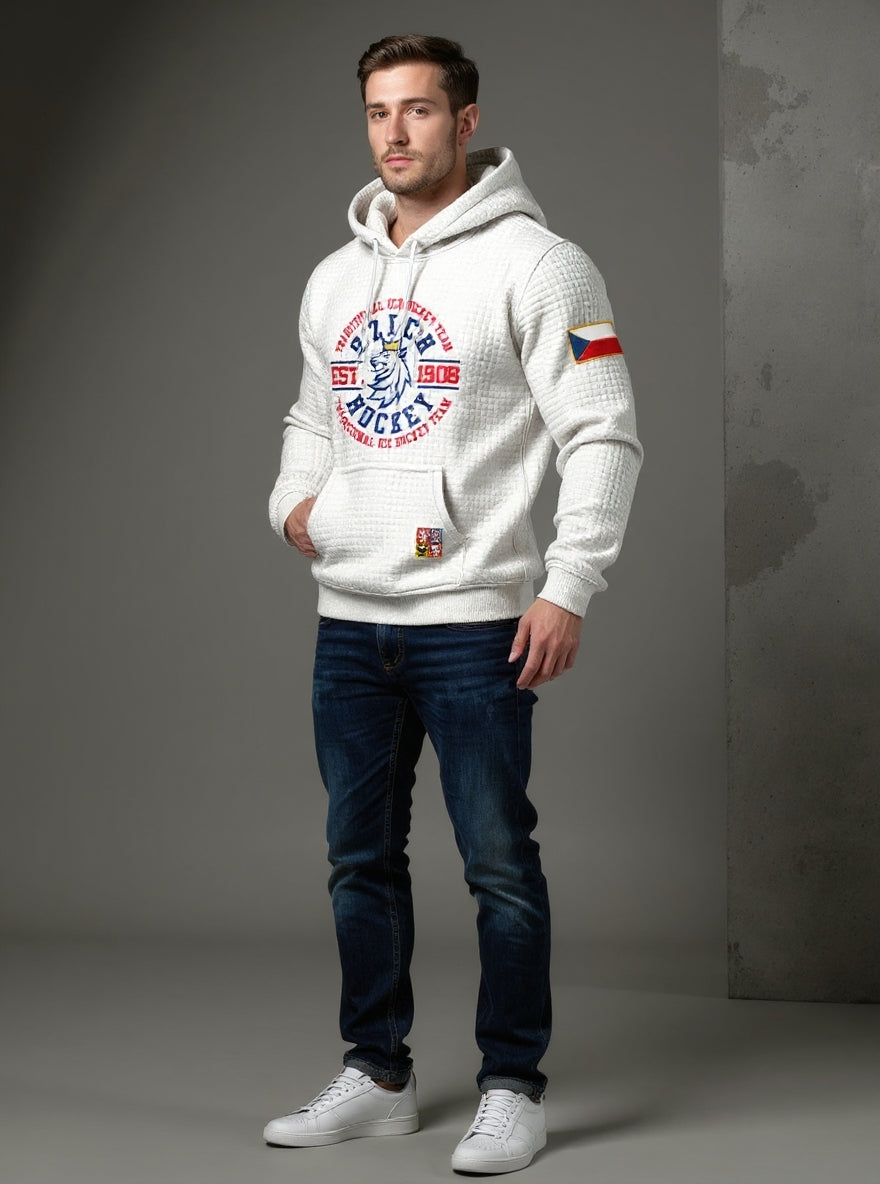 Retro czech ice hockey team casual waffle hoodie