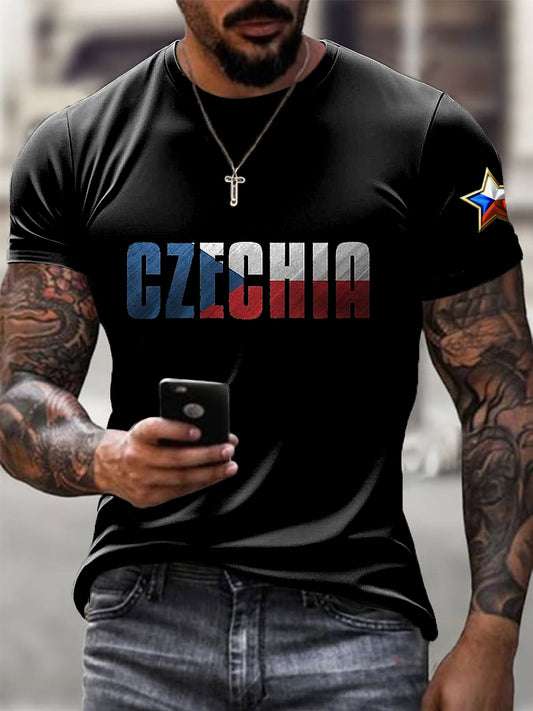 Pánské volné tričko s retro a patriotickým stylem