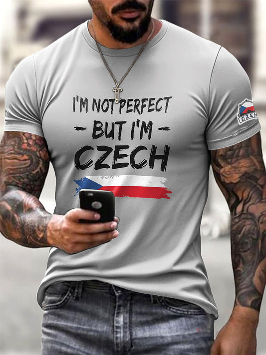 Pánské šedé tričko s módním motivem české vlajky