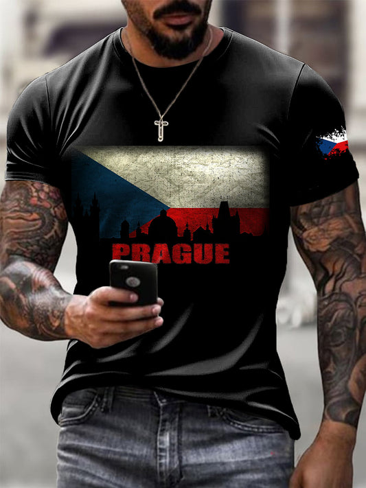 Pánské Casual Tričko s Architektonickým Uměním Prahy