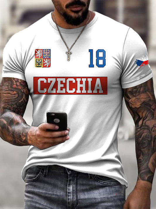 Mužské retro pohodlné tričko s motivem fotbalové vlajky