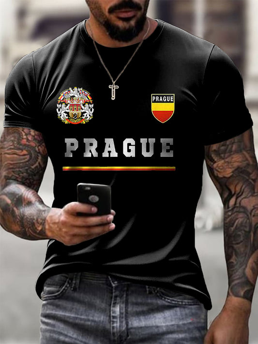 Pánské Vintage Tričko s Futbalovým Uměním Prahy