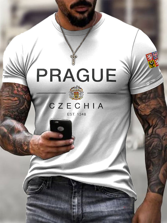 Pánské Vintage Tričko s Uměním Pražského Štítu