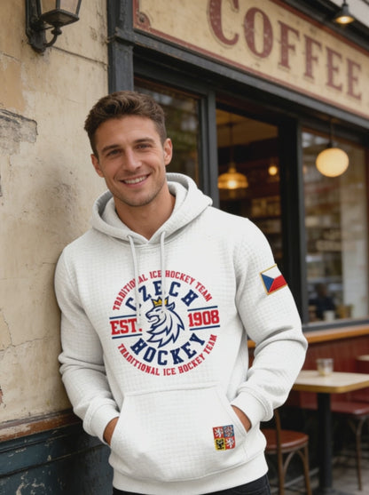 Retro czech ice hockey team casual waffle hoodie