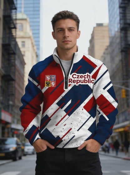 Perfektní hodnocení! 👍️ 300g bavlněná mikina s polovičním zipem v českém stylu