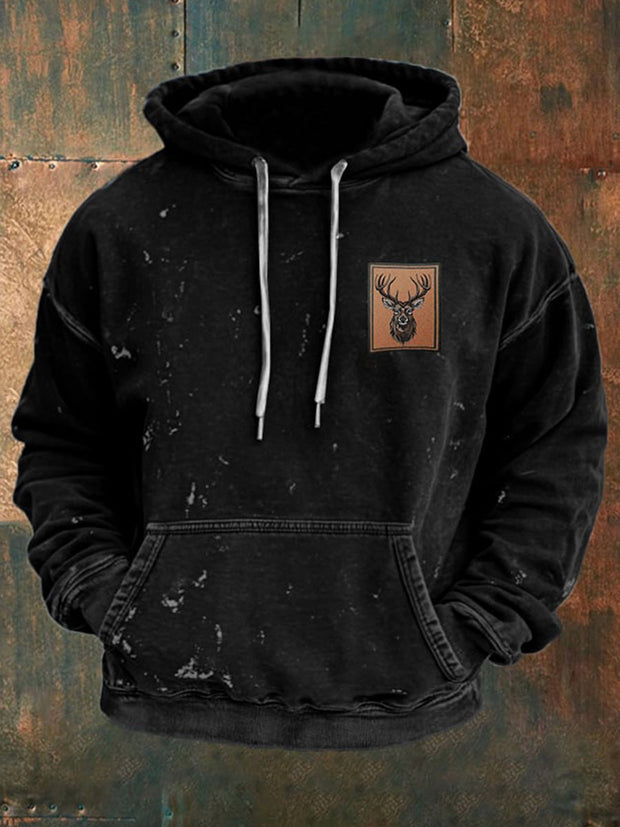 Cowboy Texture Pattern Printed Western Village Hunting Logo Outdoor Hooded Sweatshirt