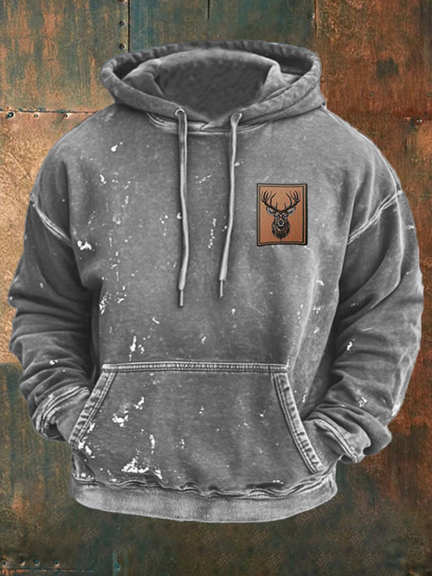 Cowboy Texture Pattern Printed Western Village Hunting Logo Outdoor Hooded Sweatshirt