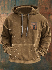 Cowboy Texture Pattern Printed Western Village Hunting Logo Outdoor Hooded Sweatshirt