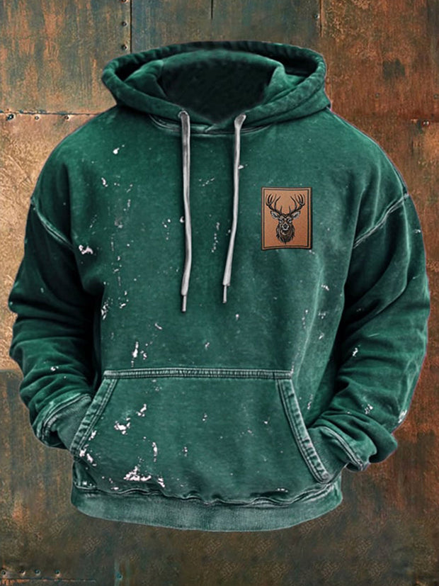 Cowboy Texture Pattern Printed Western Village Hunting Logo Outdoor Hooded Sweatshirt