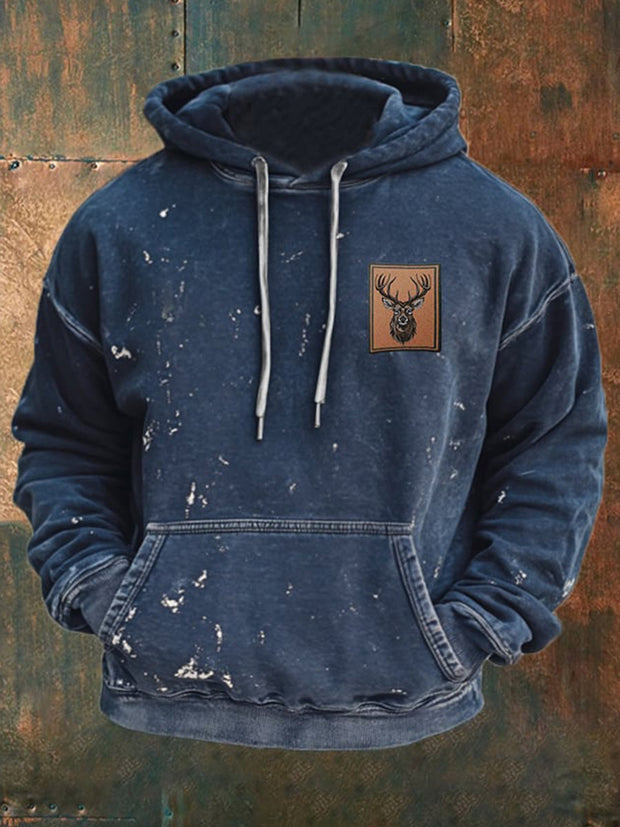 Cowboy Texture Pattern Printed Western Village Hunting Logo Outdoor Hooded Sweatshirt