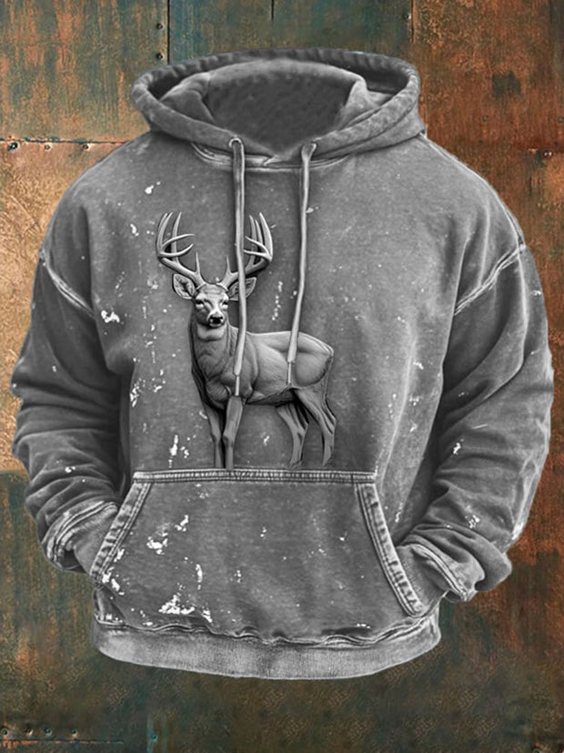 Cowboy Texture Pattern Printed Western Village Hunting Logo Outdoor Hooded Sweatshirt