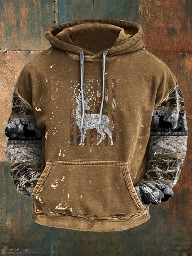 Cowboy Texture Pattern Printed Western Village Hunting Logo Outdoor Hooded Sweatshirt