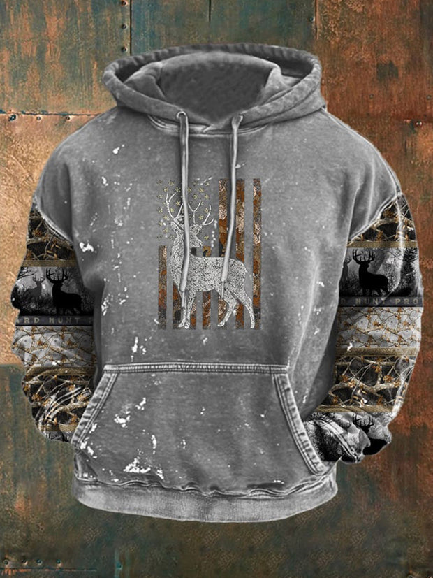 Cowboy Texture Pattern Printed Western Village Hunting Logo Outdoor Hooded Sweatshirt