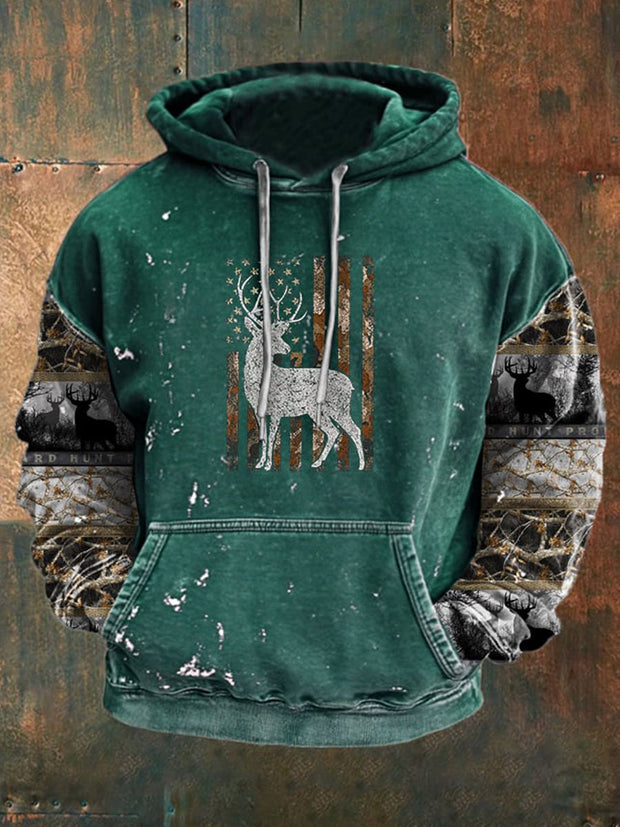 Cowboy Texture Pattern Printed Western Village Hunting Logo Outdoor Hooded Sweatshirt