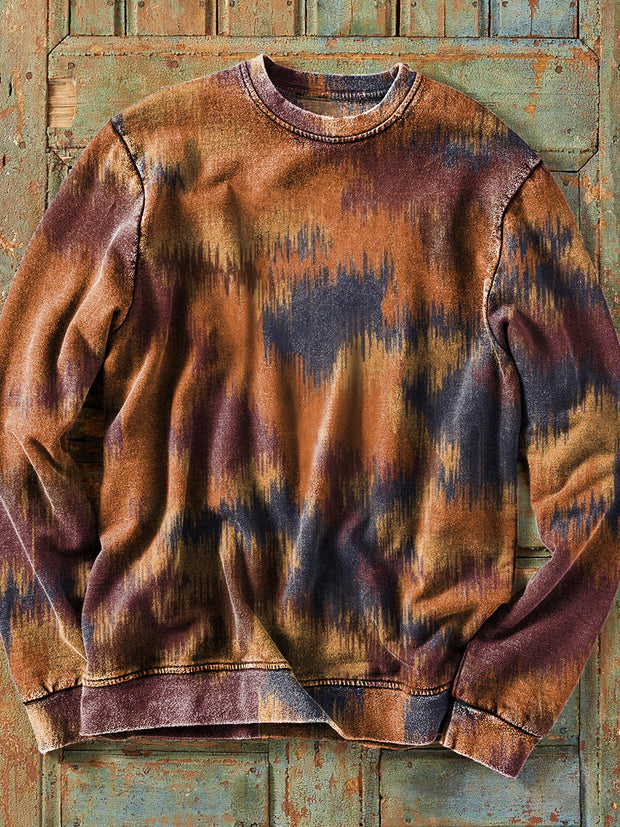 Men's Vintage Brown Camouflage Pattern Art Print Cotton Crew Neck Sweatshirt