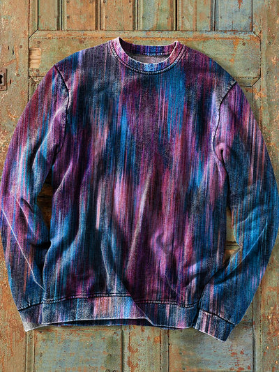 Men's Vintage Abstract Gradient Color Art Print Crew Neck Sweatshirt