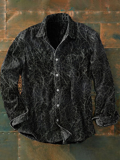 Unisex Men's Vintage Gothic Dark Texture Abstract Print Casual Long Sleeve Shirt