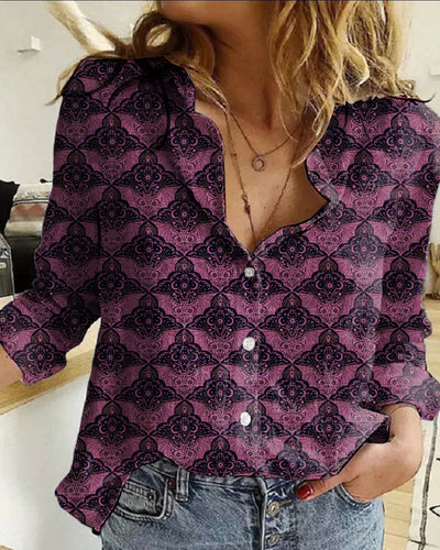 Women's  Vintage Gothic Geometric Bat Printed Casual Long Sleeve Shirt