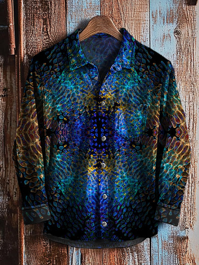 Retro Abstract Gradient Art Print Casual Long Sleeve Shirt