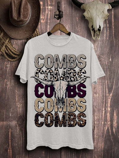 Western Cow Graphic Print Casual Cotton T-Shirt