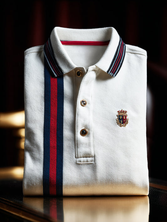Retro royal premium klop pin business krátké rukávy polo košile