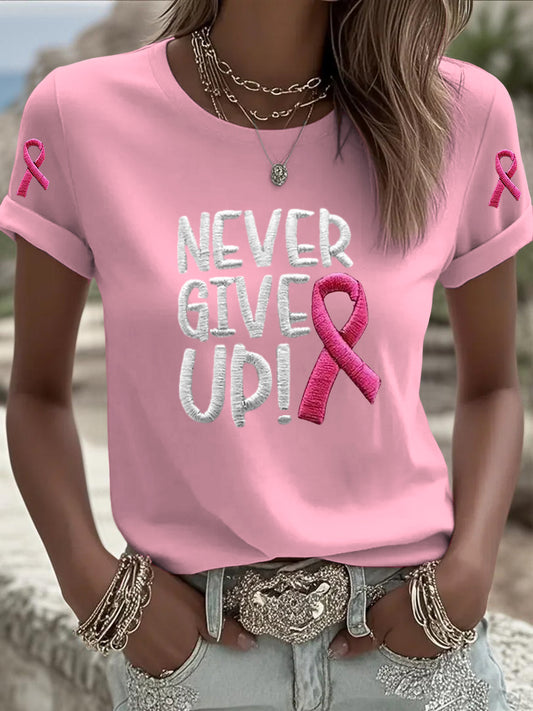 Women's breast cancer ribbon casual t-shirt